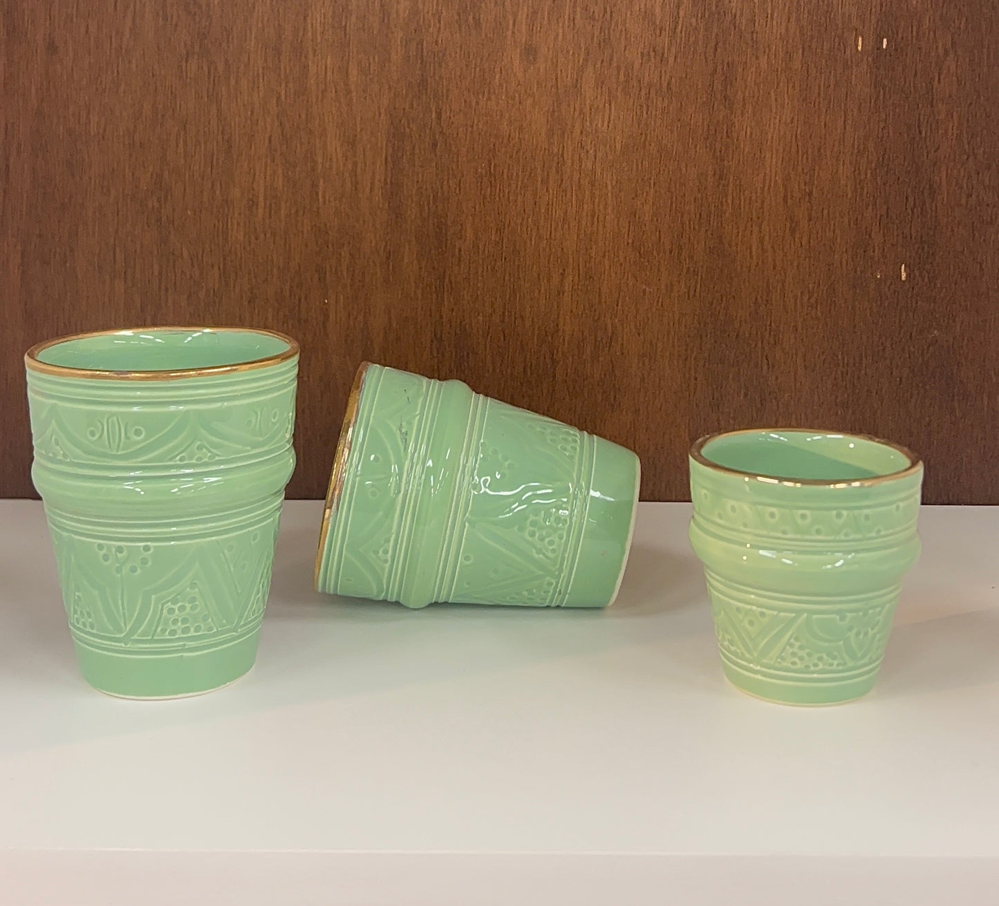 Verres marocains traditionnels en verre avec bordure en or 12 carats – Céramique légère de qualité supérieure