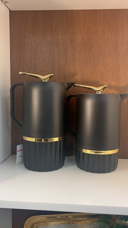 Thermos Duo (Modèle 2 – Poignée droite et couvercle doré en forme d'oiseau)