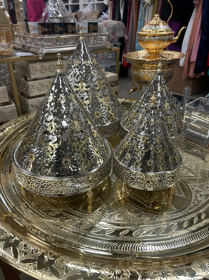 Golden Moroccan Dome-Shaped Serving Cover