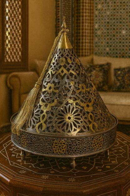 Couvert de service marocain doré en forme de dôme