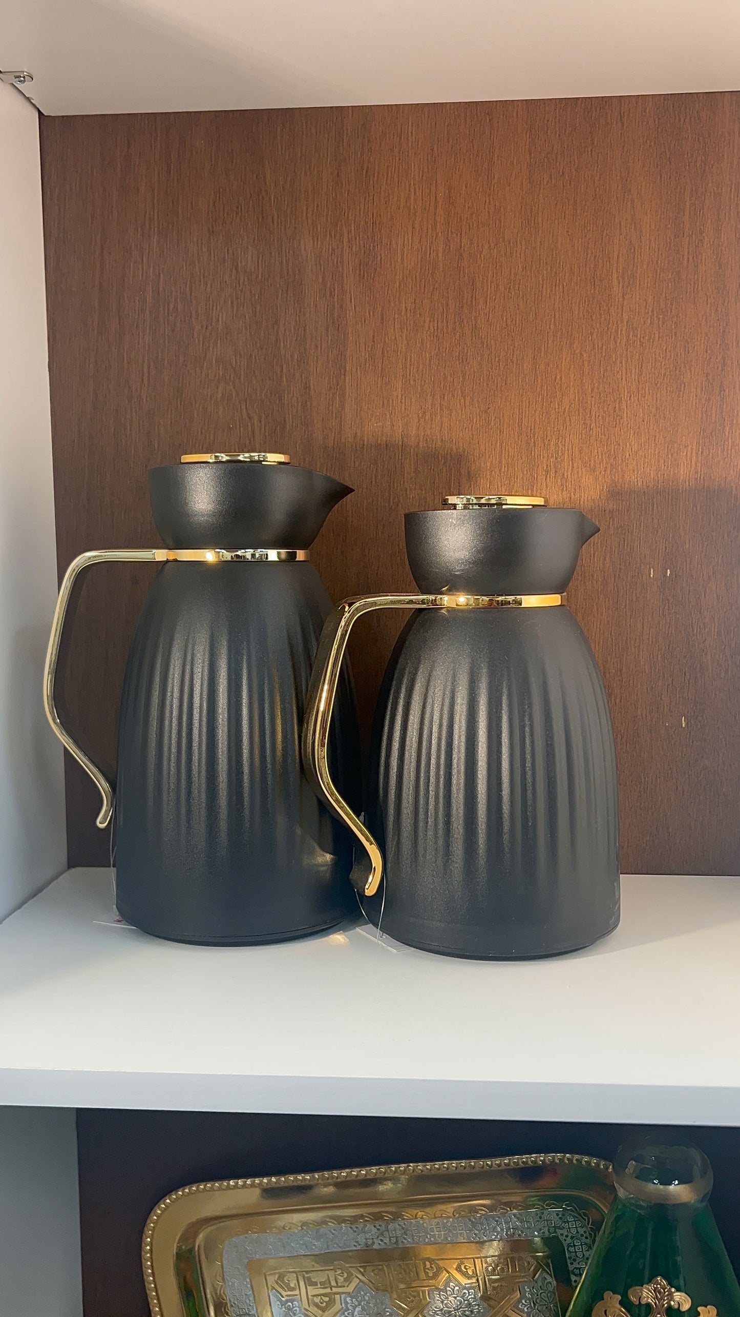 Thermos Duo (Modèle 2 – Poignée droite et couvercle doré en forme d'oiseau)