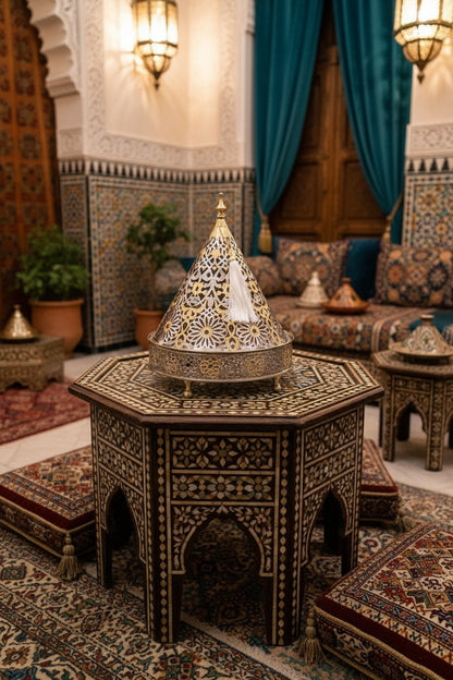 Couvert de service marocain doré en forme de dôme