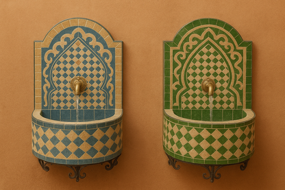 Moroccan Zellige Wall Fountain – 50 × 25 cm