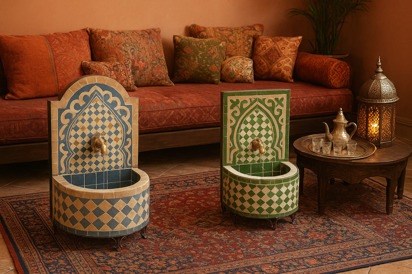 Moroccan Zellige Wall Fountain – 50 × 25 cm