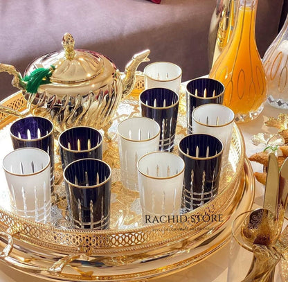 Ensemble de 6 ou 12 verres à thé marocains – Design oriental luxueux
