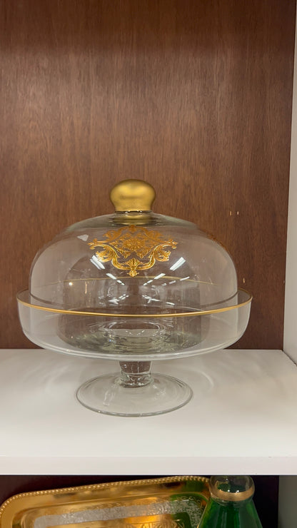 Elegant Glass Cake Stand with Dome Lid