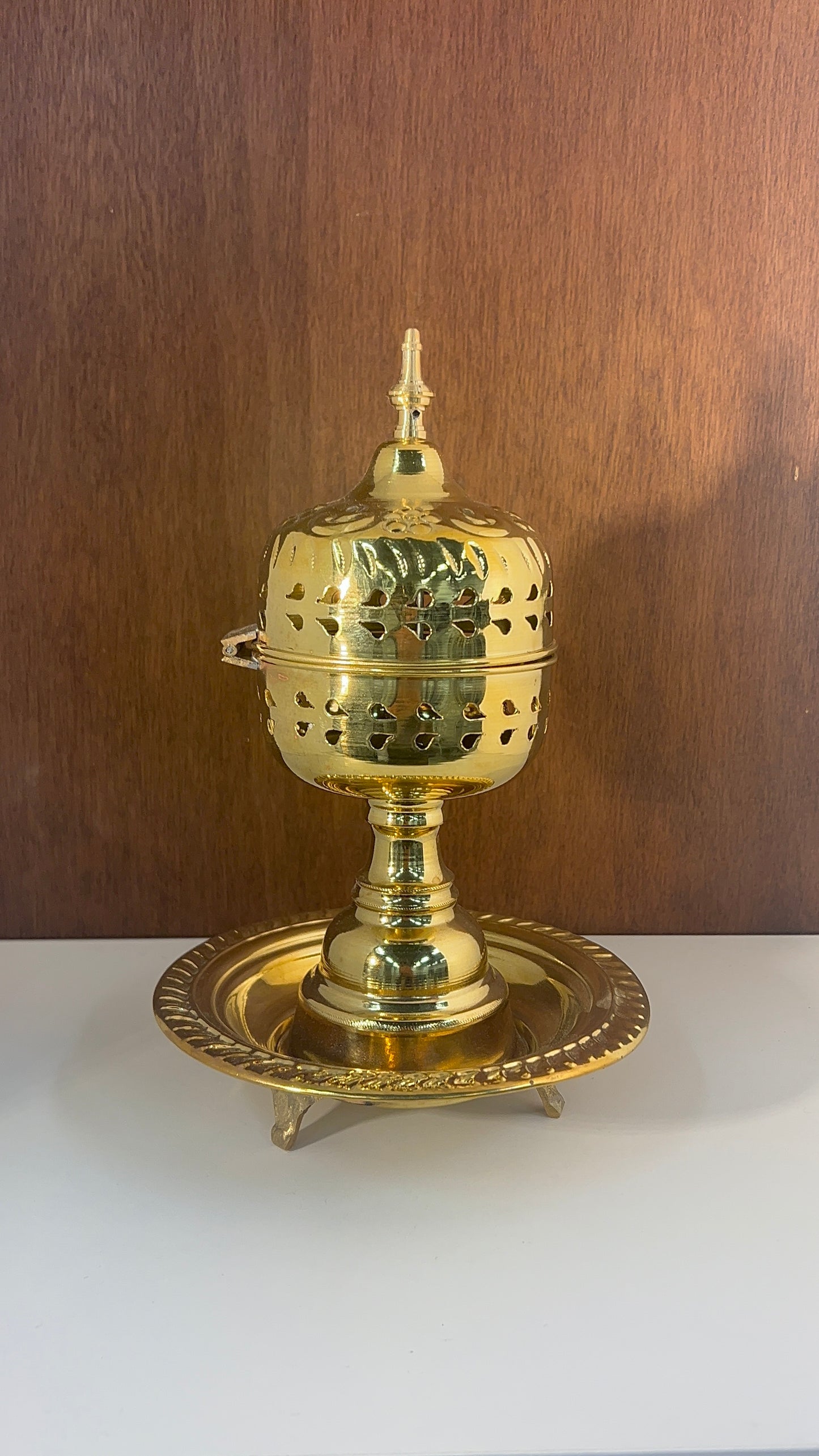 Mini Mabkhara marocain – Brûleur d'encens traditionnel à finition dorée