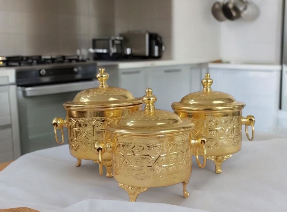 Set of Three Gold-Plated Decorative Bowls