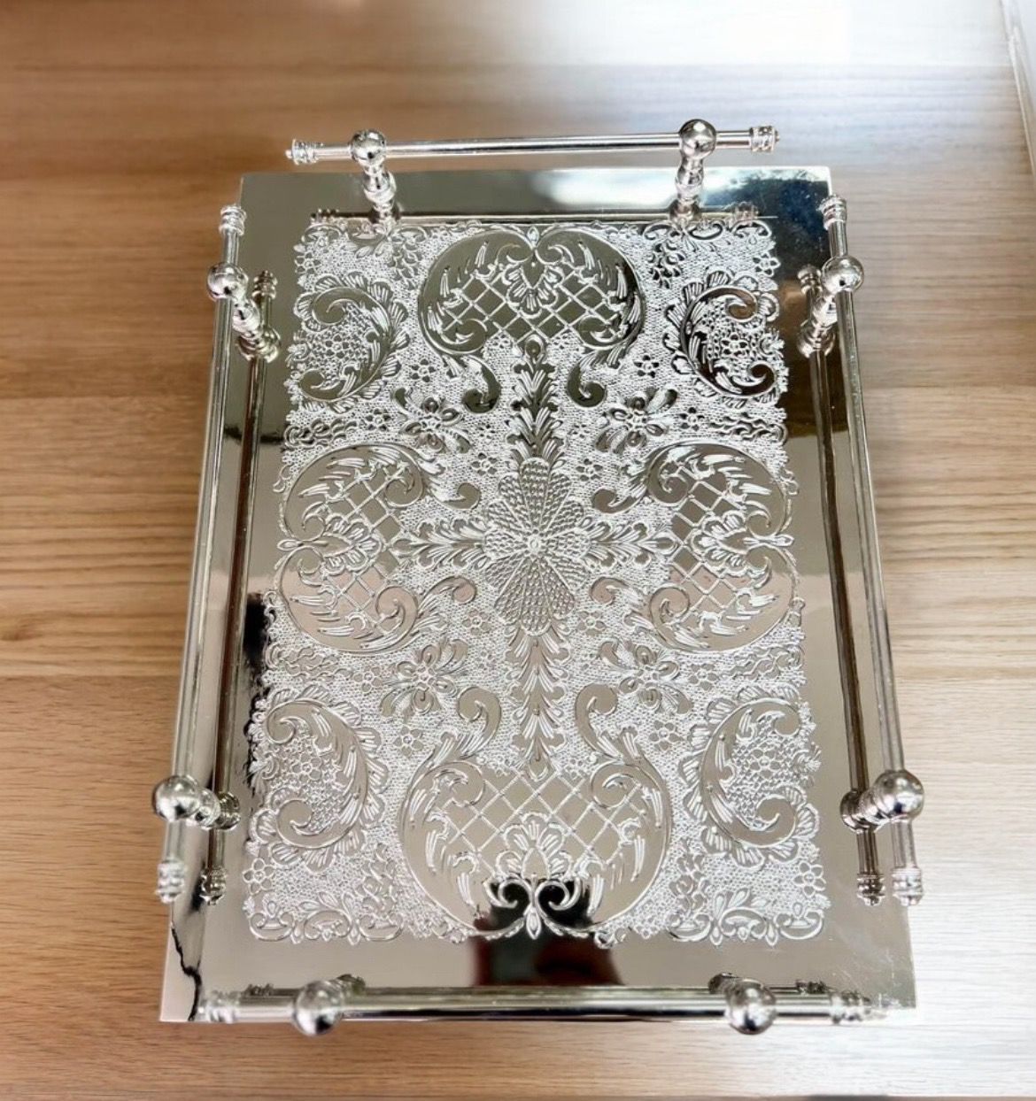 Rectangular Silver-Plated Tray with Handles