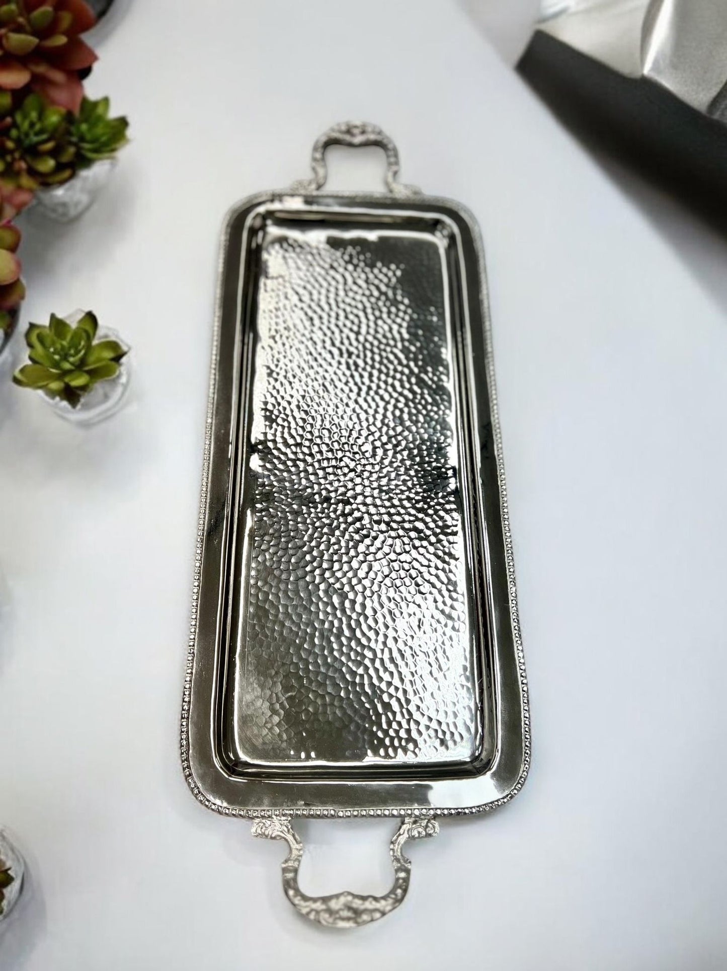 Hammered Silver-Plated Serving Tray