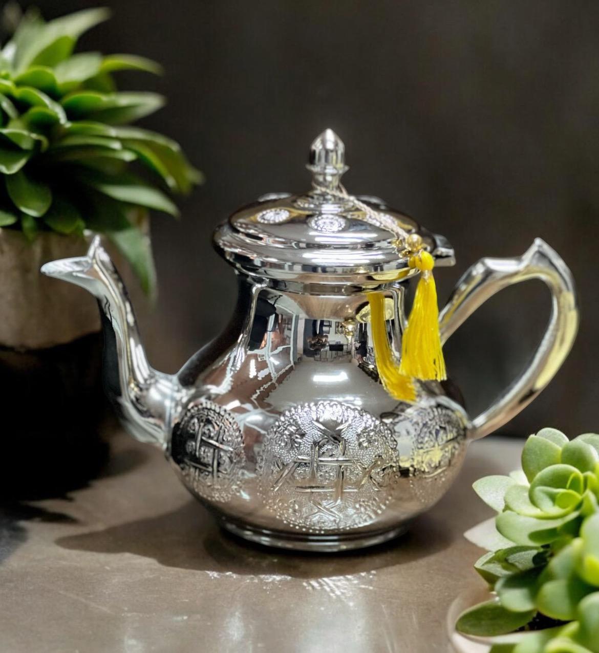 Traditional Moroccan Silver Teapot with Engraved Details