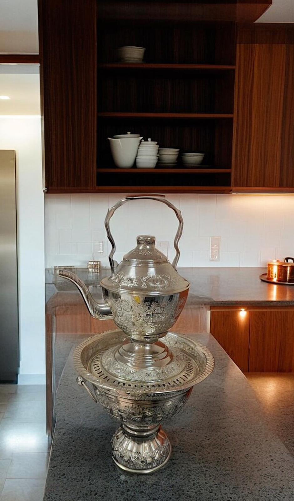 Traditional Moroccan Samovar - Handcrafted Silver Tea Urn