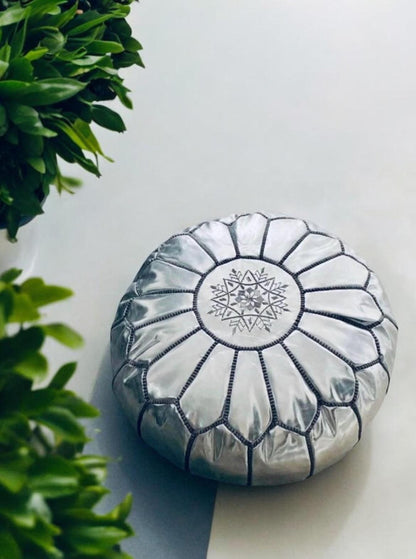 Moroccan Leather Pouf