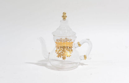 Elegant Glass Teapot with Golden Floral Design